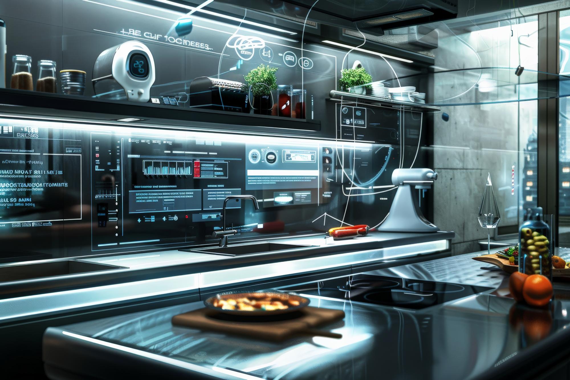 Small studio kitchen with tech plating station