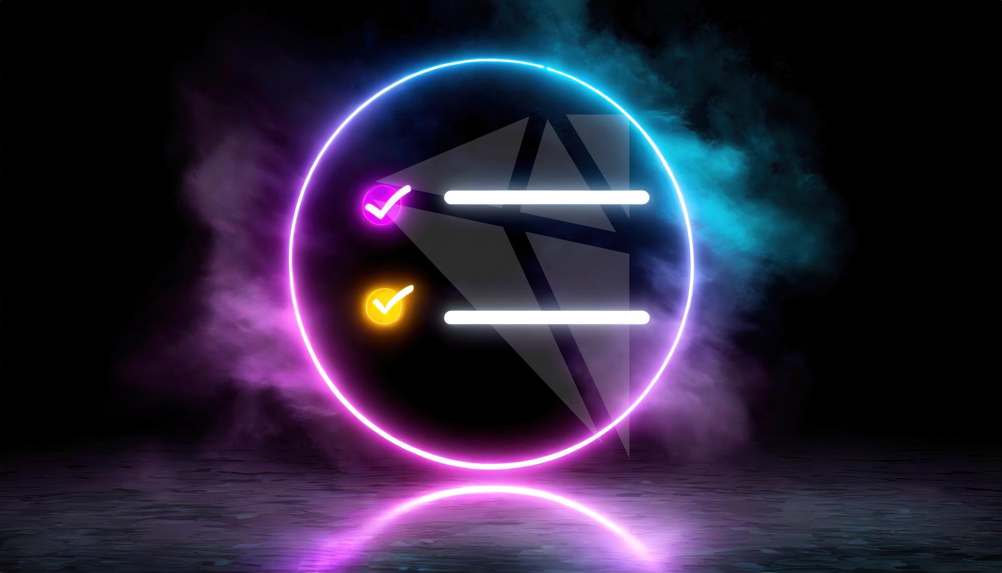 Pricing concept graphic with neon strokes